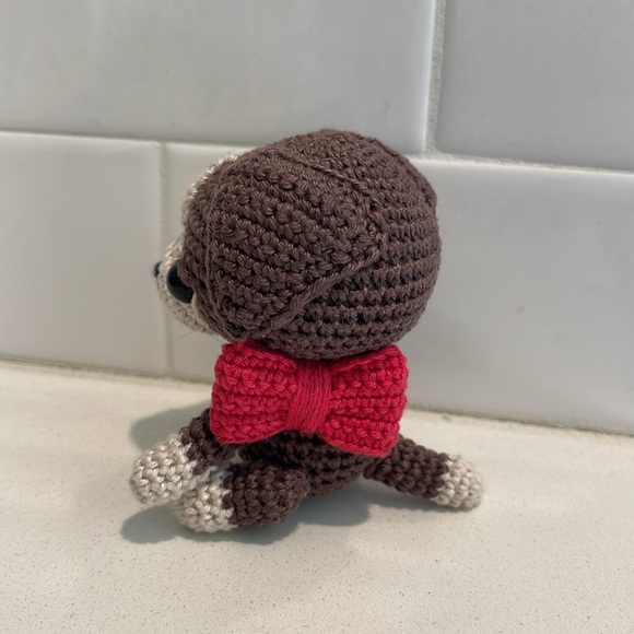 Handcrafted Puppy Dog with Bow Amigurumi Crochet Figure Toy Pet - Picture 4 of 11
